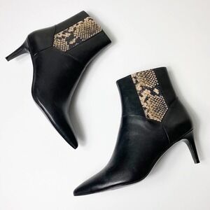 Nine West Black Snakeprint Women Heel Boots Size 9M NEW